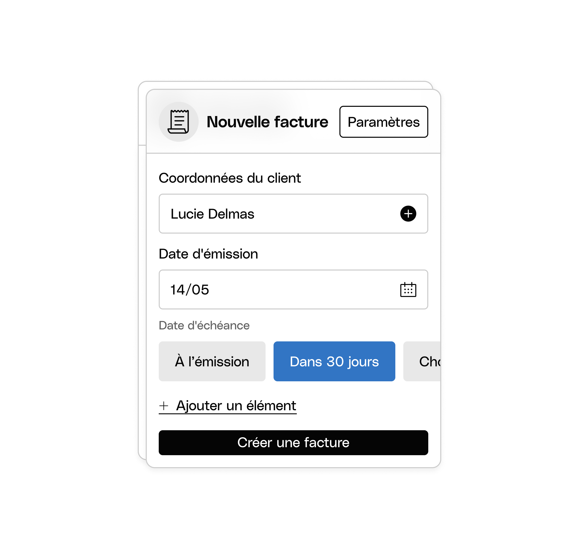 Thème principal de l'interface utilisateur Web : création de factures Bento Drop