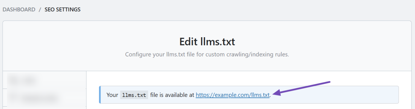 The llms txt file link