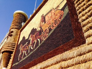 One of the murals made out of corn
