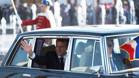 Le président français Emmanuel Macron photographié à Rabat, la capitale marocaine, lors de l'inauguration d'une ligne ferroviaire à grande vitesse, le 15 novembre 2018.