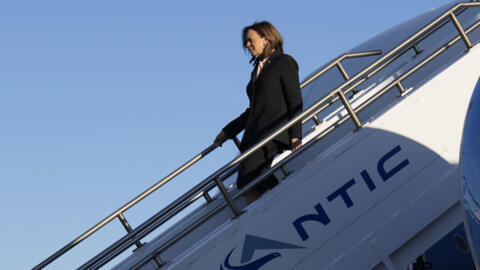 Democratic presidential nominee Vice President Kamala Harris arrives at Philadelphia International Airport, on Sunday, Oct. 20, 2024, in Pennsylvania.