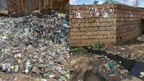 People online have been sharing images of rivers of filth and piles of garbage in Korogocho, a slum on the outskirts of Nairobi.