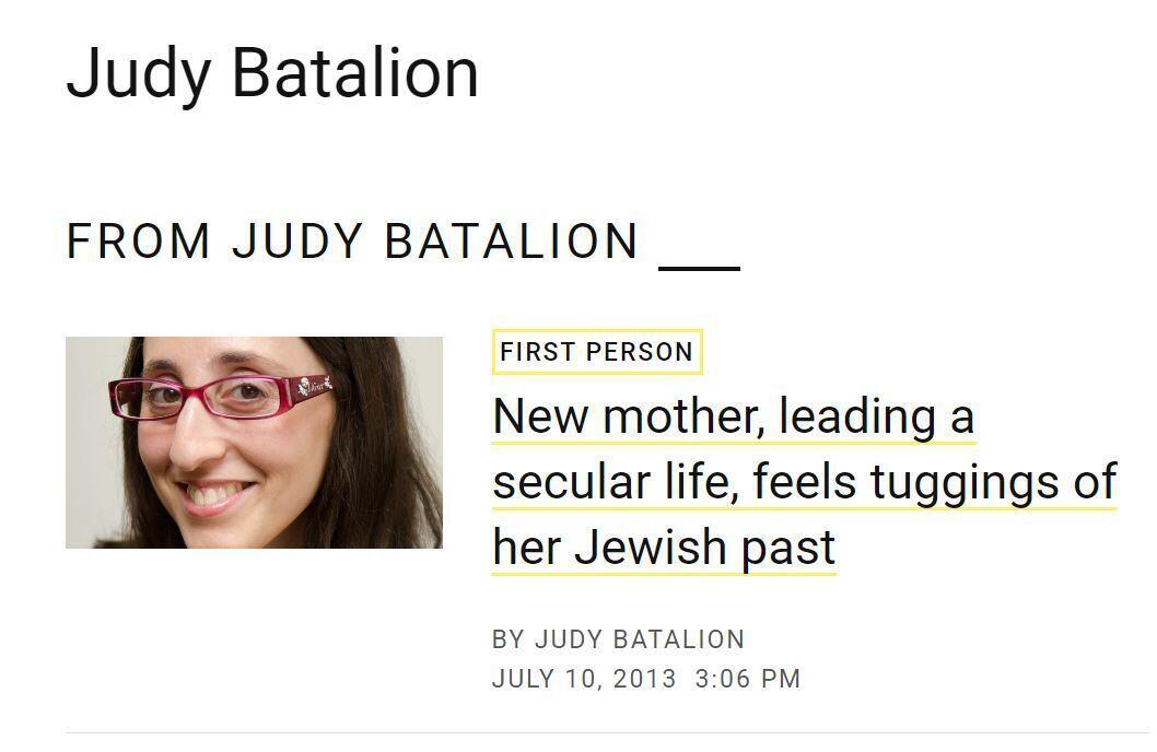 The profile uses the image of another woman, named "Judy Batalion".