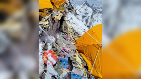 K2, the second-highest peak in the world after Everest, has been covered with trash and old climbing equipment.