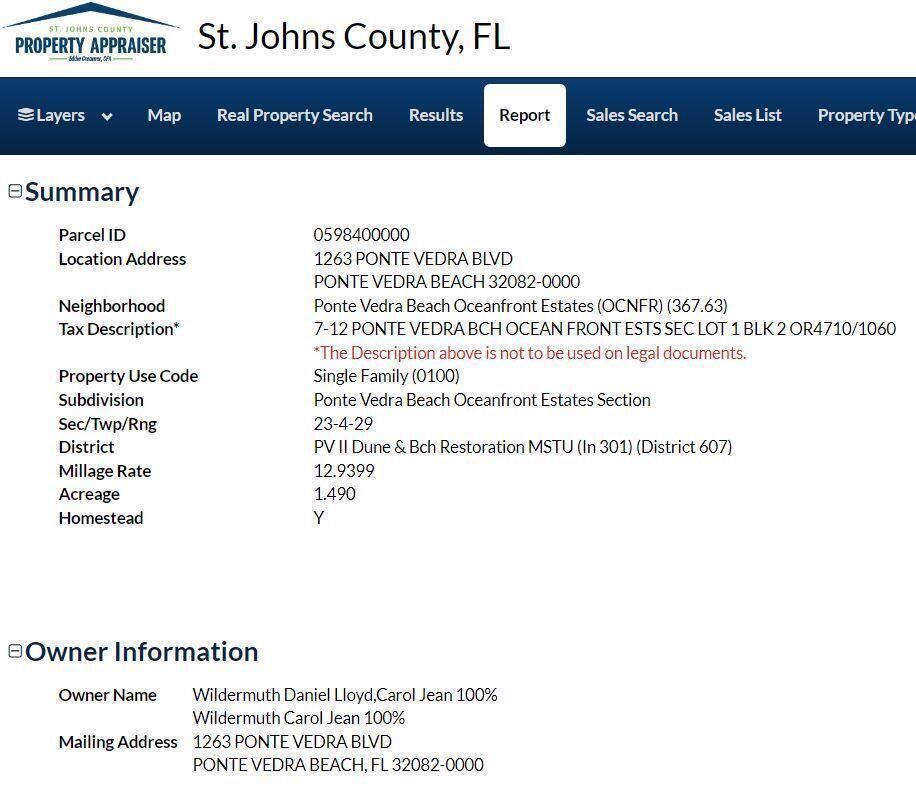 This is the country property registry from St. Jones, Florida, which gives the names of property owners.