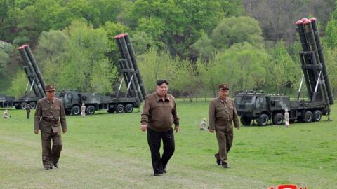 Kim Jong-un lors de la supervision d'un exercice de contre-attaque nucléaire le 23 avril 2024.