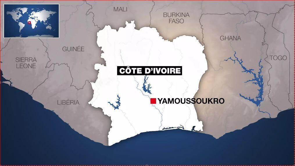 存档地图 / 非洲：科特迪瓦及其首都亚穆苏克罗（Yamoussoukro）
Carte Archive / Afrique : Côte d'ivoire et sa capitale Yamoussoukro.