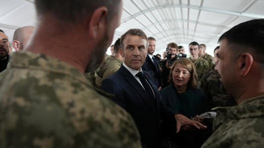 Președintele Emmanuel Macron la întâlnirea cu militarii ucraineni, 9 octombrie 2024.