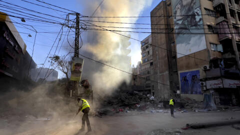 Edifício destruído por um ataque aéreo israelita em Dahiyeh, na periferia sul de Beirute, no Líbano. 20 de outubro de 2024.