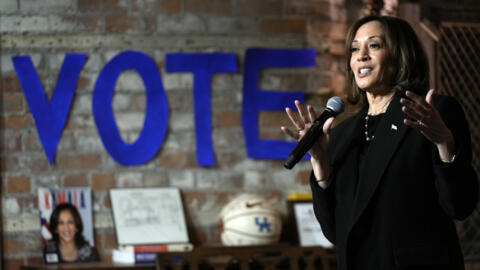 Democratic presidential nominee Vice President Kamala Harris speaks during a stop at Cred Cafe, a local Detroit small business owned by former NBA players Joe and Jamal Crawford, in Detroit, Tuesday,