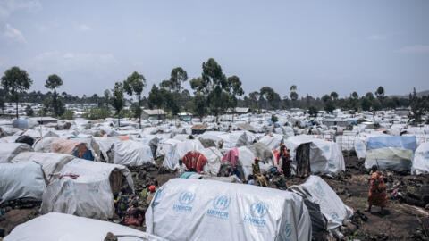 Le camp de déplacés de Rusayo abrite des dizaines de milliers de personnes déplacées par la guerre, à la périphérie de Goma, dans l'est de la République démocratique du Congo. Photo prise le 2 octobre 2023.