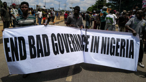 Troisième journée de manifestations antigouvernementales contre la mauvaise gouvernance et les difficultés économiques à Lagos, Nigeria, le 3 août 2024.