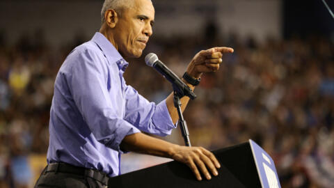 El 44º presidente de Estados Unidos, Barack Obama, en campaña por Kamala Harris, el 10 de octubre de 2024, en Pittsburgh (Pensilvania).