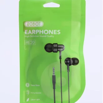 Earphone ORIGINAL Robot RE20 Oblique In-Ear Deep Bass Ultra Light Wired Bass Handsfree Headset Universal Plus Mic