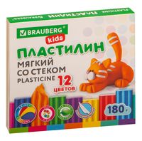 Пластилин восковой мягкий "Kids" (12 цветов; со стеком)