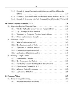 9
9.3.2
Example 1: Image Classification with Convolutional Neural Networks
(CNNs) . . . . . . . . . . . . . . . . . . . . . .