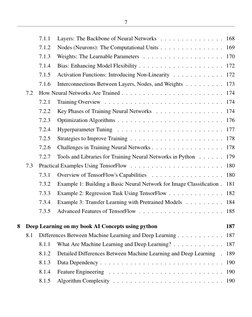 7
7.1.1
Layers: The Backbone of Neural Networks . . . . . . . . . . . . . . . 168
7.1.2
Nodes (Neurons): The Computational Un