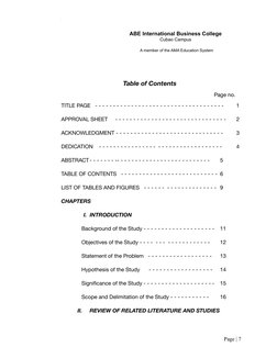 Table of Contents
Page no.
TITLE PAGE - - - - - - - - - - - - - - - - - - - - - - - - - - - - - - - -