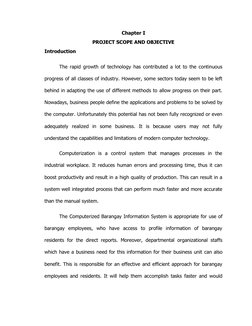 1
Chapter I
PROJECT SCOPE AND OBJECTIVE
Introduction
The rapid growth of technology has contributed a lot to the contin