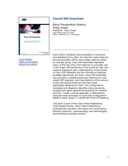 1
Front Matter
Table of Contents
About the Author
Cisco® ISP Essentials
Barry Raveendran Greene
Philip Smith
P