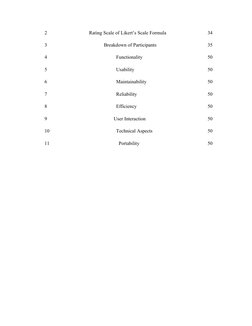 2
Rating Scale of Likert’s Scale Formula
34
3
Breakdown of Participants
35
4
Functionality
50
5
Usability