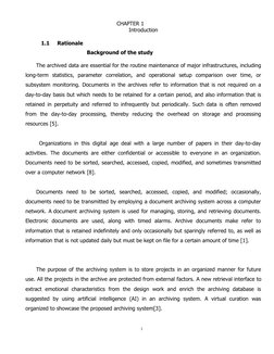 1
CHAPTER 1
Introduction
1.1
Rationale
Background of the study
The archived data are essential for the routine maintenance of