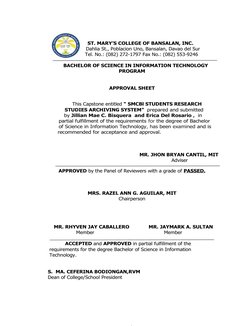 i
ST. MARY’S COLLEGE OF BANSALAN, INC.
Dahlia St., Poblacion Uno, Bansalan, Davao del