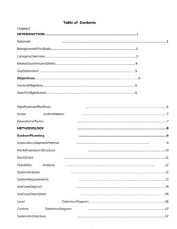 i
Table of Contents
Chapter1
INTRODUCTION…………………………………….………………..………………1
Rationale
........................................