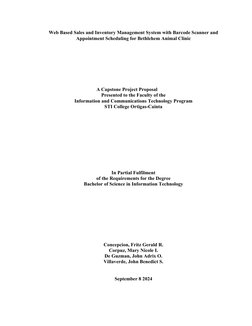 Web Based Sales and Inventory Management System with Barcode Scanner and
Appointment Scheduling for Bethlehem Animal Clinic
A