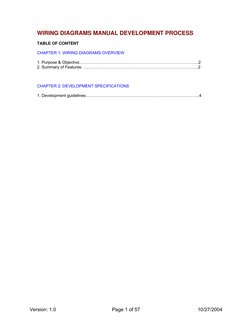 WIRING DIAGRAMS MANUAL DEVELOPMENT PROCESS
TABLE OF CONTENT
CHAPTER 1: WIRING DIAGRAMS OVERVIEW
1. Purpose & Objecti