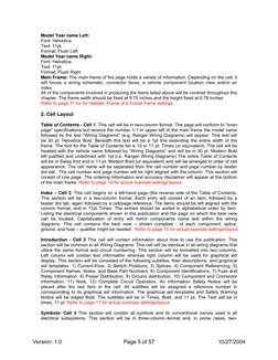Model Year name Left:
Font: Helvetica
Text: 11pt.
Format: Flush Left
Model Year name Right:
Font: Helvetica
Text: 11pt.
