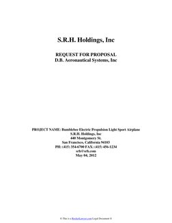 S.R.H. Holdings, Inc
REQUEST FOR PROPOSAL
D.B. Aeronautical Systems, Inc