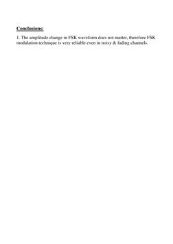 Conclusions:
1. The amplitude change in FSK waveform does not matter, therefore FSK
modulation technique is very reli