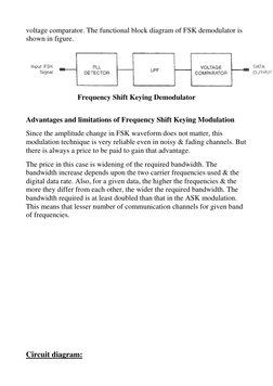 voltage comparator. The functional block diagram of FSK demodulator is
shown in figure.
Frequency Shift Keying Demodula