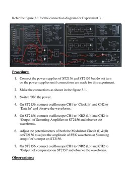 Refer the figure 3.1 for the connection diagram for Experiment 3.
Procedure:
1. Connect the power supplies of ST21