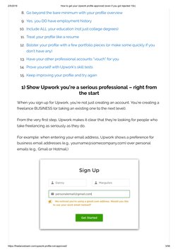 2/5/2019
How to get your Upwork profile approved (even if you got rejected 10x)
https://freelancetowin.com/upwork-profile-not