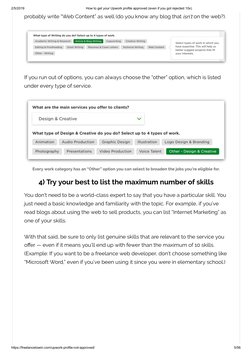 2/5/2019
How to get your Upwork profile approved (even if you got rejected 10x)
https://freelancetowin.com/upwork-profile-not