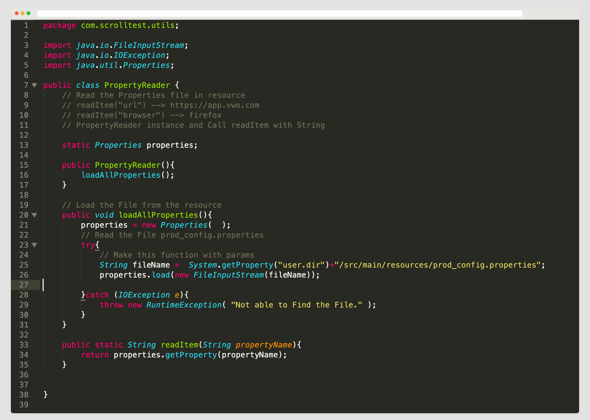 Property Reader in Java Selenium framework Property Reader in Java Selenium framework