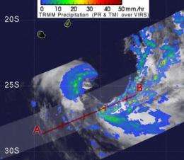 2 NASA satellites see TD11S going extra-tropical