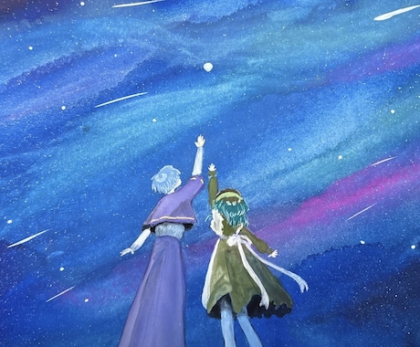 YouTubeサムネ一枚絵を優しい水彩で描きます 歌ってみたなどのイラストを絵本の1ページのように描きます イメージ1