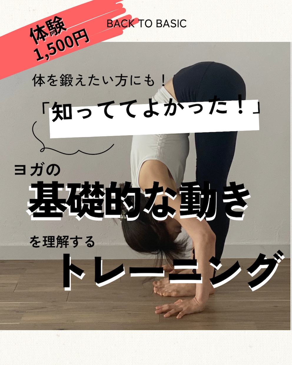 単発 ヨガビギナー 基礎的な体の動きを教えます 【お試し】スタジオに行っても戸惑わない、基礎的な動きの理解 イメージ1