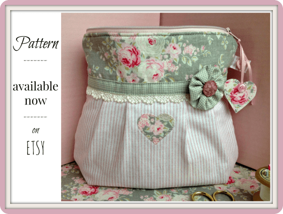 The pattern for this vintage-style zippered pouch is available in my Etsy pattern shop