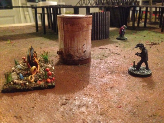 Mik Manekro firing at the sniffer lizard or Dragon Newt