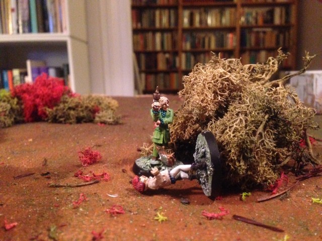Conrad Moon creeping up close to the corpse of Julee Jinx