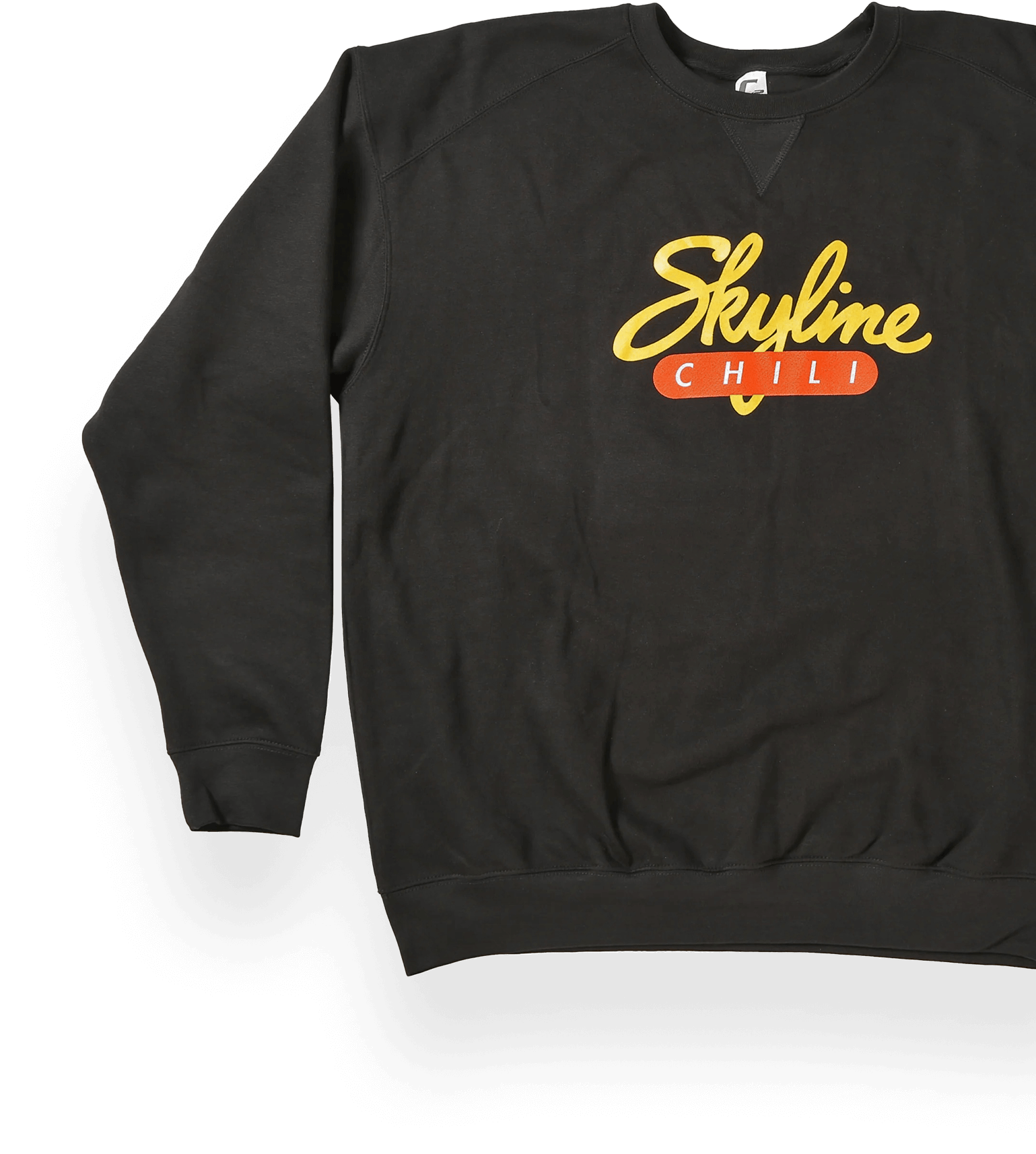 Black sweatshirt with yellow Skyline logo