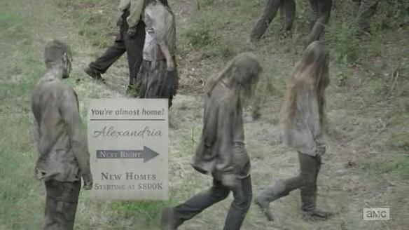 A-horde-of-walkers-head-for-Alexandria-in-Episode-1-season-6-First-Time-Again-AMCs-The-Walking-Dead