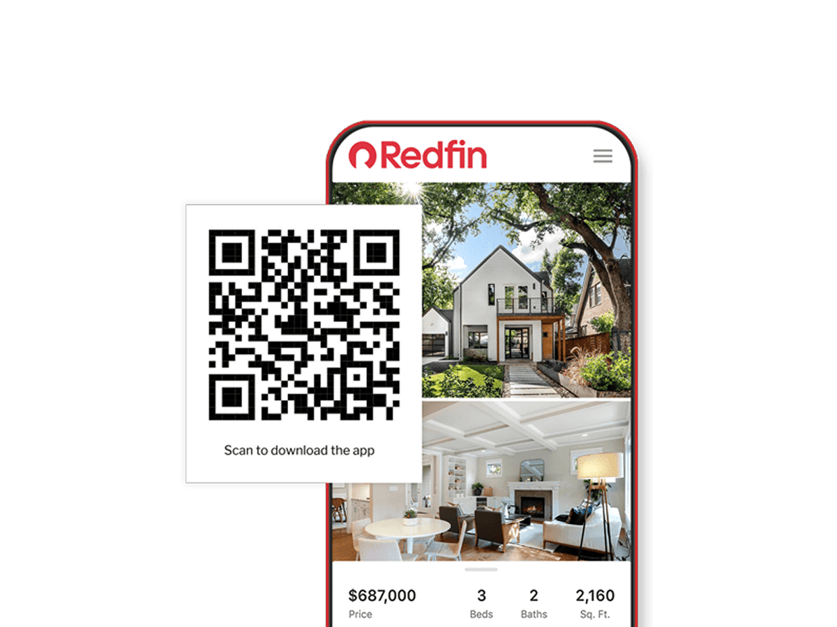 Mobile phone with QR code.