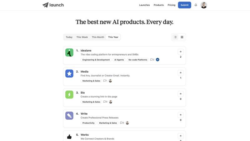 Launch application interface and features