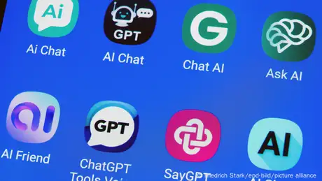 Logos of different AI apps on a smartphone screen