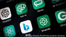 Icons of AI chat applications on a mobile device screen